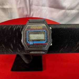Vintage Maxwell Black Digital Watch With Black Band  - UNTESTED